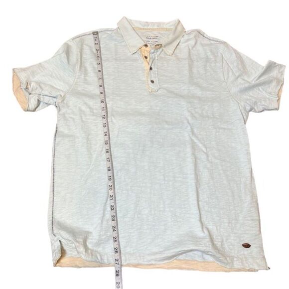 True Grit Young and Free Men's Burnout Slub Button Polo Light Blue M - Picture 7 of 14